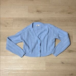 Light Blue Womens Knit Button-Front Cardigan
